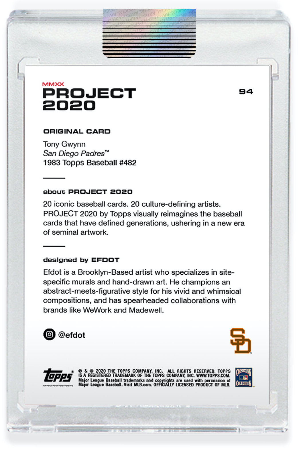 Signed Tony Gwynn Card (Black Un-numbered)