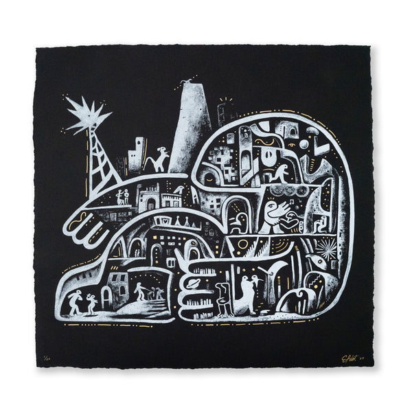 Inside the Outlines Hand Embellished Screen Print