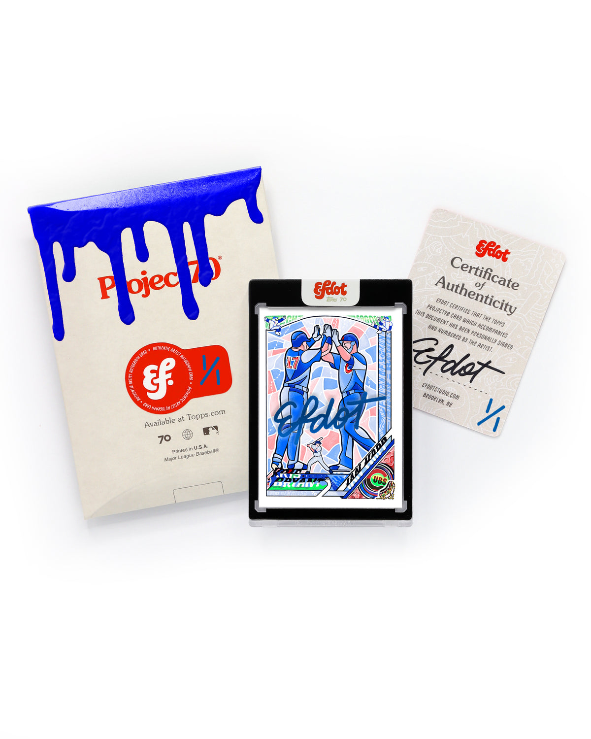 Ian Happ + Kris Bryant (Metallic Blue 1/1) with "Your Team" Print