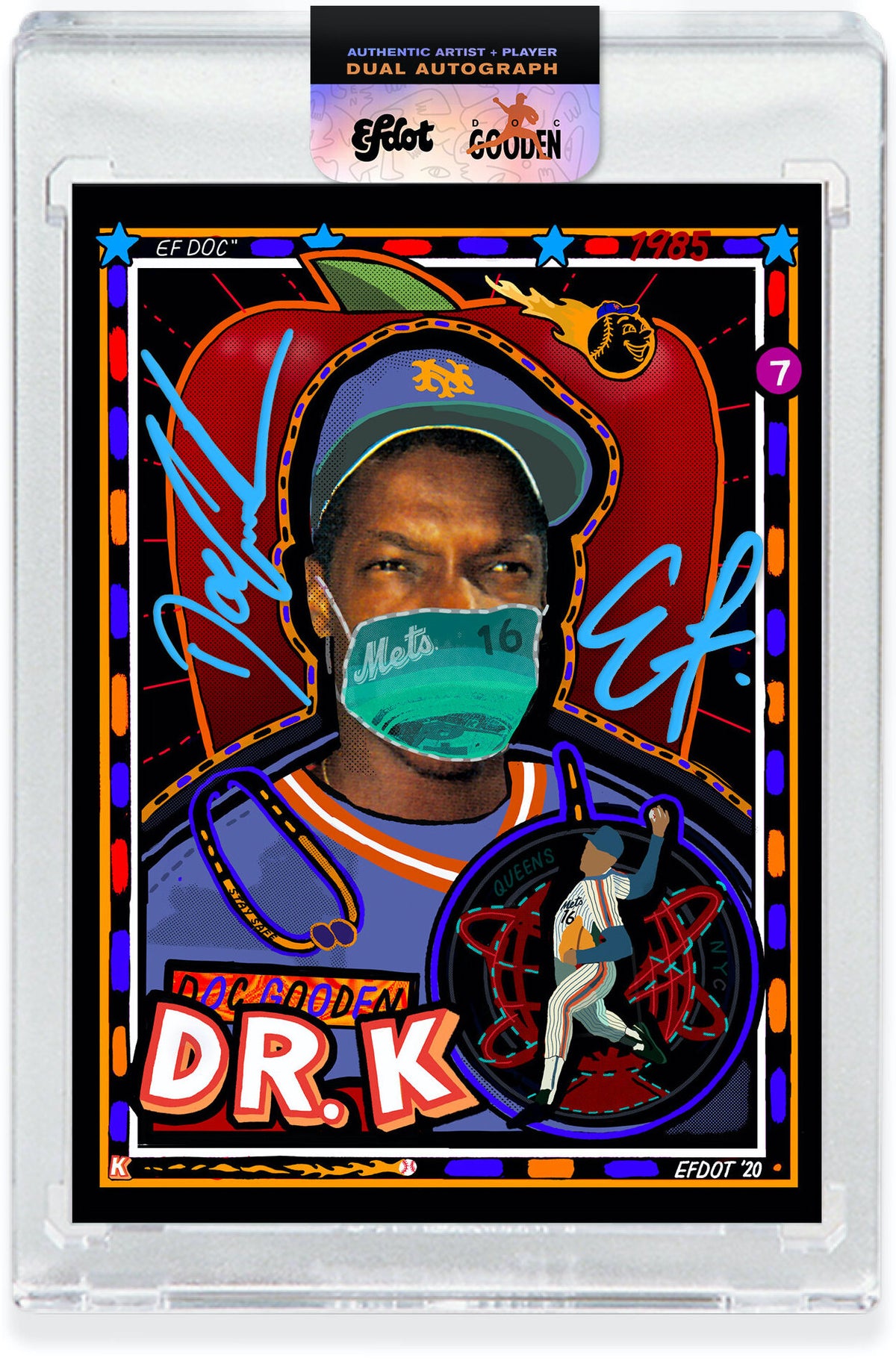 Signed EF DOC Dual Autograph Doc Gooden Card (Blue Ink /16)