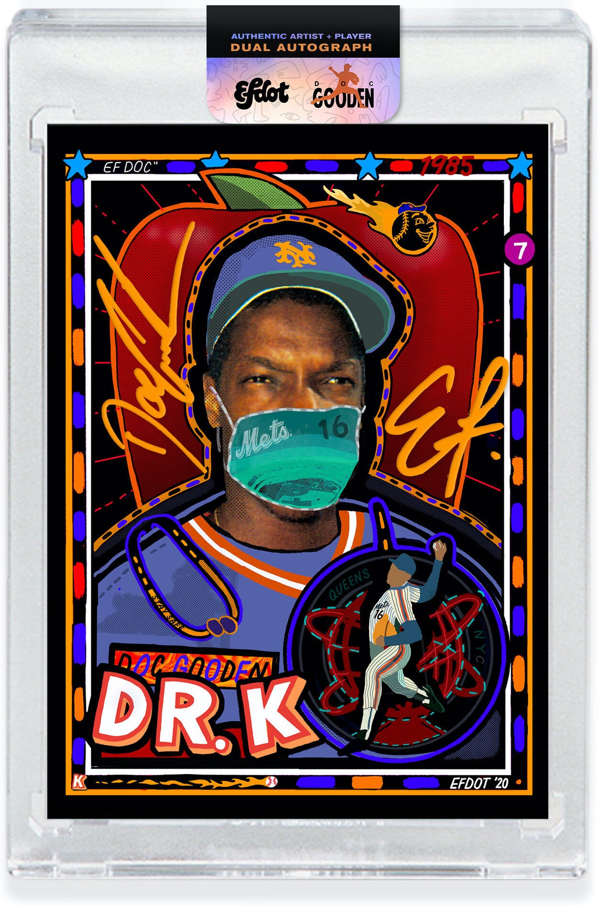 Signed EF DOC Dual Autograph Doc Gooden Card (Orange Ink /24)