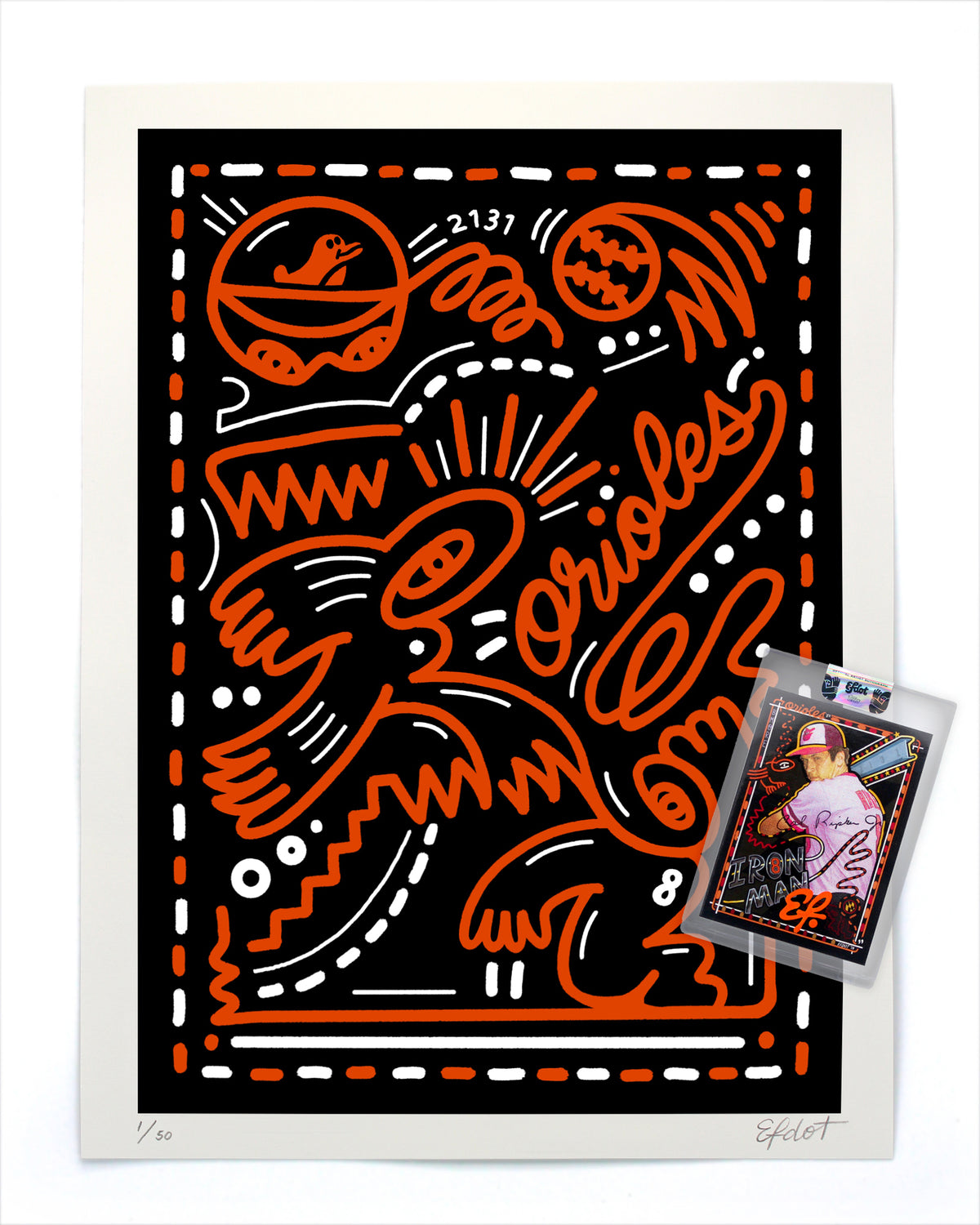 Duo: Iron Blob Print + Cal Ripken (Orange Signature/100)
