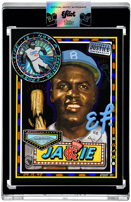 Signed Jackie Robinson Card (Dodgers Blue Ink /42)