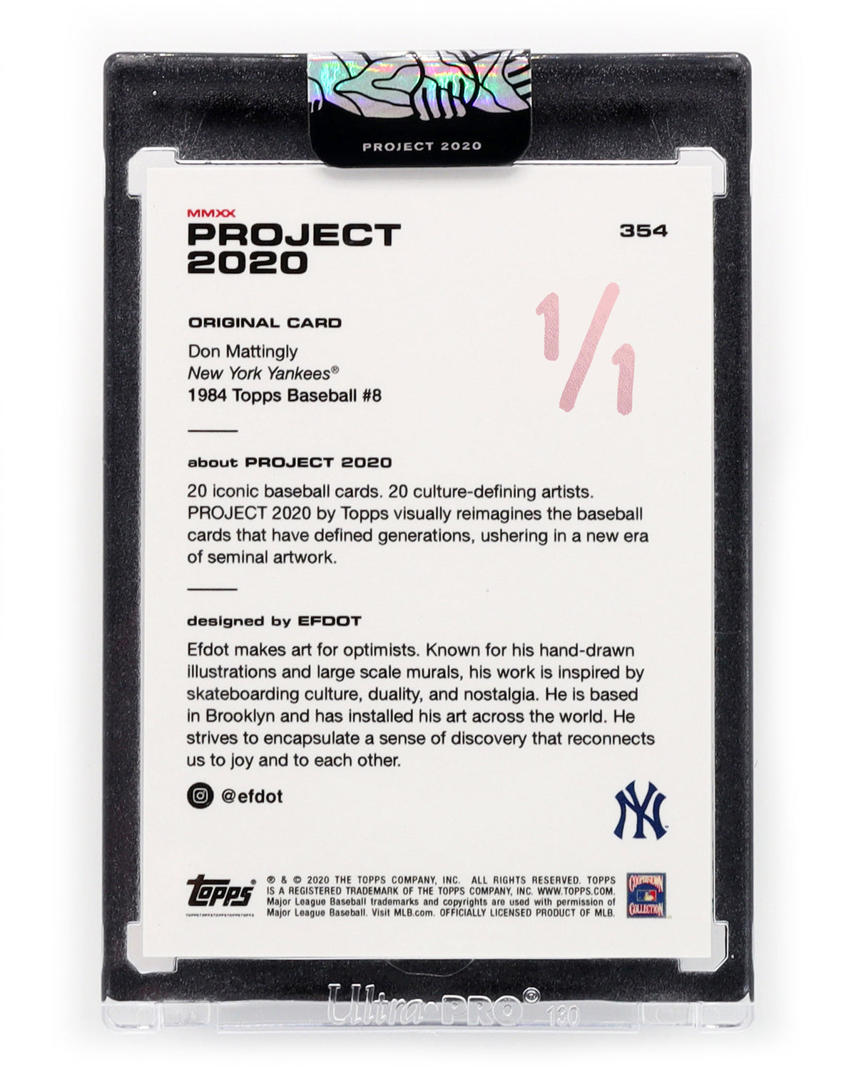 Don Mattingly Rainbow Foil (Light Peach Signature 1/1)