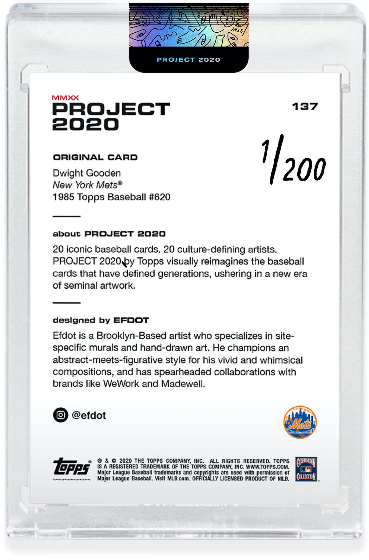 Signed Doc Gooden Card (Black Ink with Orange Dot /200)