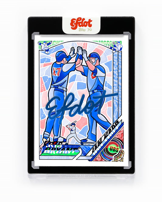 Ian Happ + Kris Bryant (Metallic Blue 1/1) with "Your Team" Print